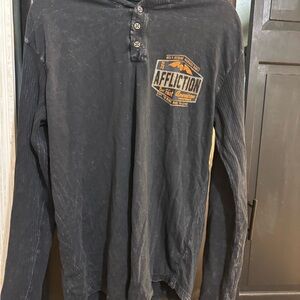 Affliction Charcoal Long Sleeve Henley